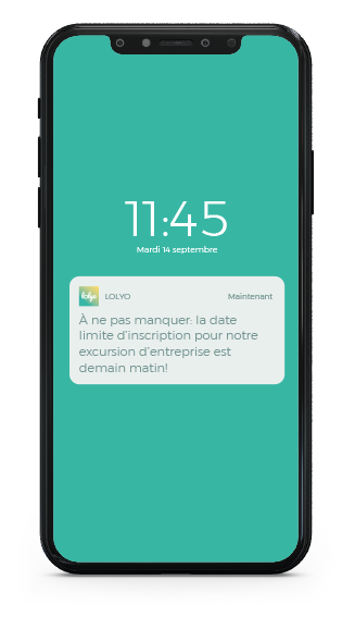 Notifications push LOLYO 2GO l'application pour les employés
