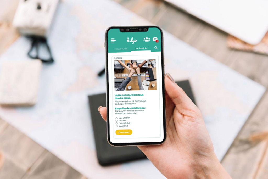 sondages auprès d'employés dans l'intranet mobile d'entreprise LOLYO