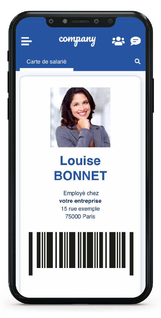 LOLYO application d'employé, carte d'employé numérique / carte de saleriè avec code-barres