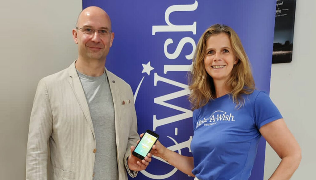 Partenariat: LOLYO application pour les employés, CEO, Thomas Mörth et CEO de Make-A-Wish Mag. Birgit Fux