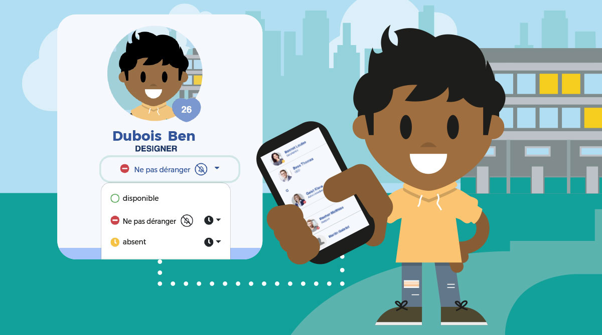 LOLYO intranet mobile d'entreprise affichage statut