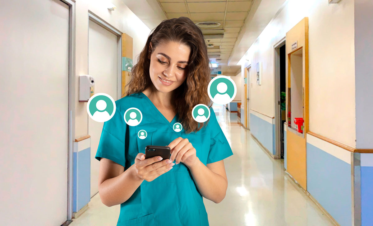 LOLYO intranet mobile d'entreprise dans le secteur de la santé - infirmière - hôpital - téléphone