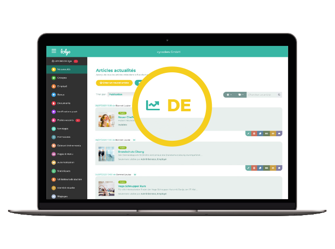 Apercu des traductions dans l'application pour les employés
