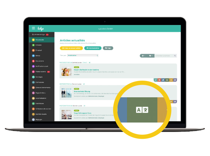 traduire les articles de l'application pour les employés en un clic