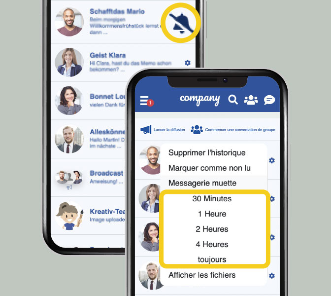 lolyo application pour les employés - messagerie muette 