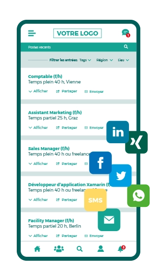 smartphone écran de l'application de l'employé - Recrutement par recommandation