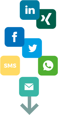 Intranet mobile d'entreprise - partage direct via E-mail, SMS, WhatsApp ou par les réseaux sociaux