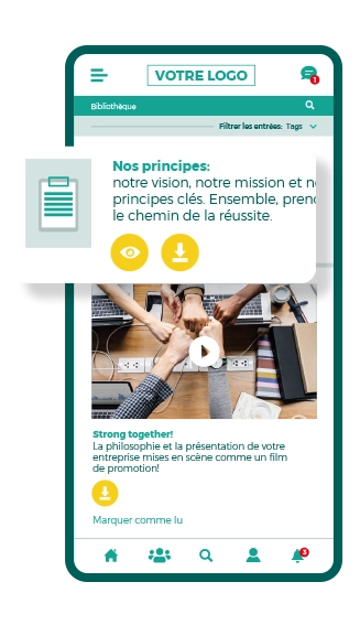 smartphone écran de la digital workplace - bibliothèque