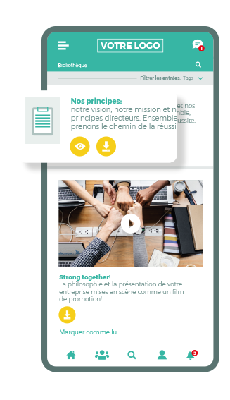 smartphone écran de l'application de l'employé - Bibliothèque