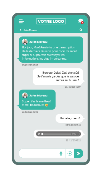 smartphone écran de l'application de l'employé - messageries