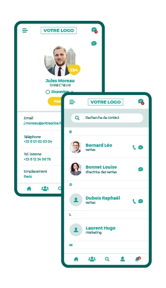 smartphone écran de la digital workplace - Profils & répertoire