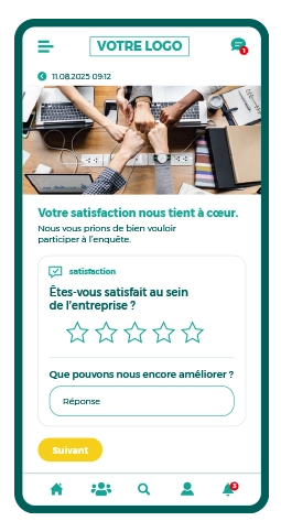 LOLYO digital workplace différents sondages dans l'application