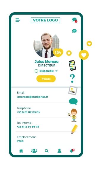 smartphone écran de la digital workplace - système de participation