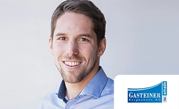 SUCCESS Story du réseau social d'entreprise - Gasteiner Bergbahnen AG - Skigastein - Logo + Portrait Benjamin Rogl, MA