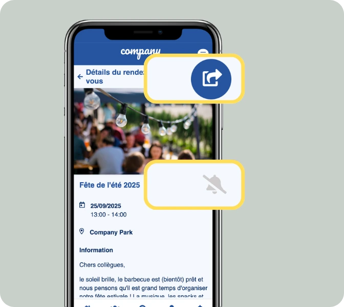 LOLYO réseau social d'entreprise : partager ou s'abonner aux notifications