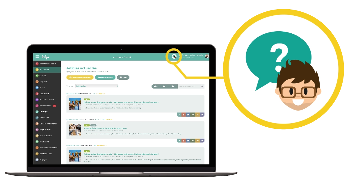 LOLYO application de communication interne - chatbot assistant basé sur l'IA