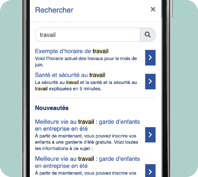 LOLYO réseau social d'entreprise - recherche mots clés dans le contenu des documents