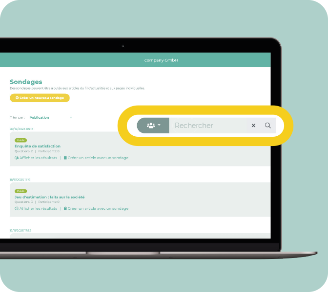 Réseau social d'entreprise, nouvelle fonctionnalité : filtrer les sondages et recherche pour les administrateurs 